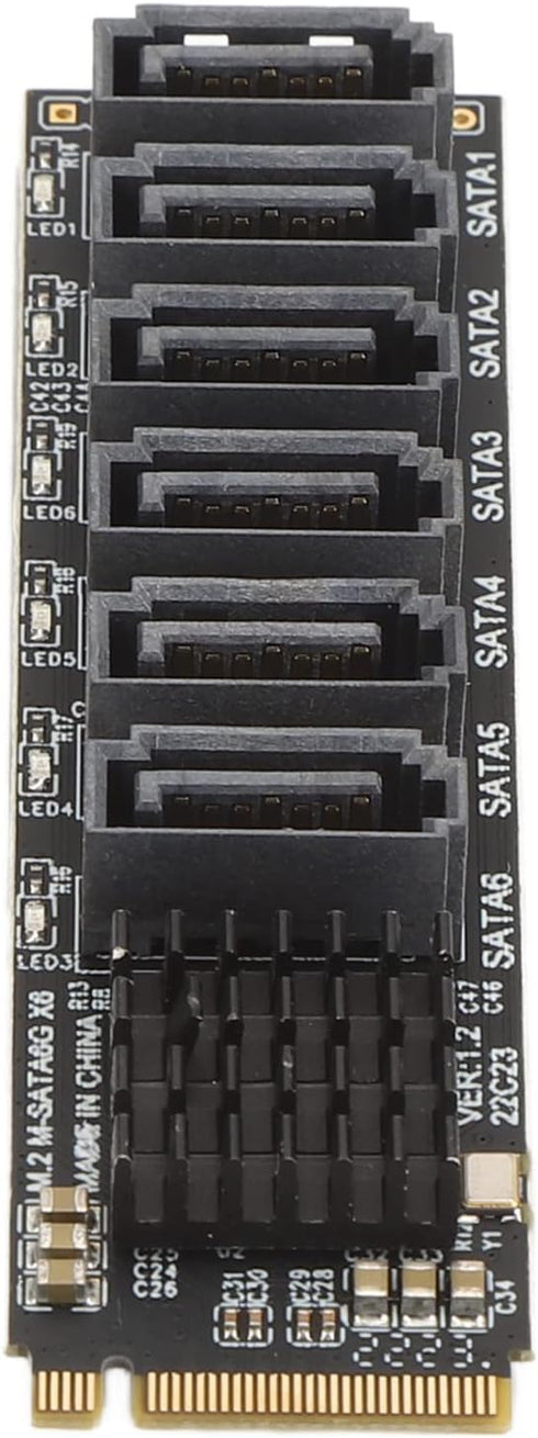 M.2 to SATA3.0 Adapter Card, M.2 M EKY PCIE3.0 to SATA, ASM1166 6Gbps 6 Port Expansion Interface Card