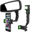 JacobsParts Rearview Mirror Phone Holder, Rotatable and Retractable Mount for iPhone and Samsung, Universally Compatible