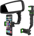 JacobsParts Rearview Mirror Phone Holder, Rotatable and Retractable Mount for iPhone and Samsung, Universally Compatible