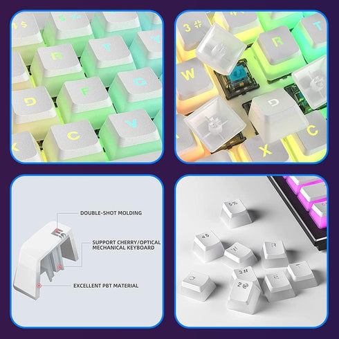 Pudding Keycaps Double Shot PBT Keycap Set, Translucent Layer for 104 87 61 Keys RGB Backlit Mechanical Keyboards