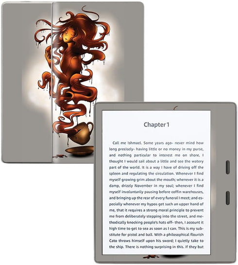 MightySkins Skin Compatible with Amazon Kindle Oasis 7" (9th Gen) - Coffee Dreams | Protective Vinyl Decal Wrap Cover