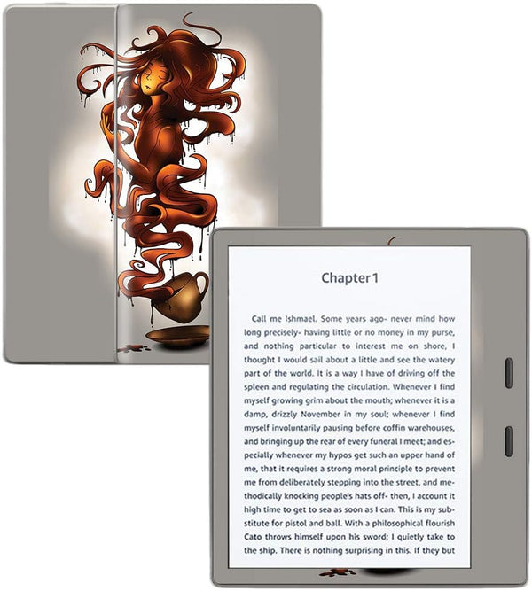 MightySkins Skin Compatible with Amazon Kindle Oasis 7" (9th Gen) - Coffee Dreams | Protective Vinyl Decal Wrap Cover