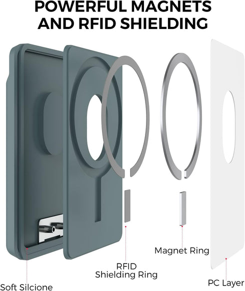 BIAJIYA Card Holder for Back of Phone, MagSafe Magnetic Silicone Wallet Compatible with iPhone 16/15/14/13/12/12 Pro/12