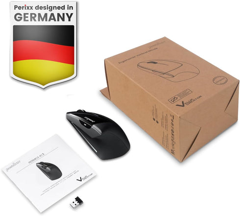 Perixx PERIMICE-813B Bluetooth Vertical Mouse, Wireless 3-in-1 Multi-Device Technology, Black, Right Handed with Carry
