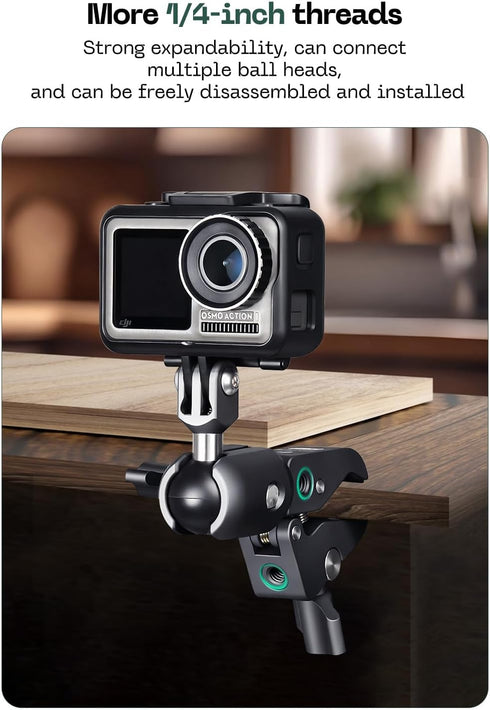 FANAUE 1" Action Camera Universal Ball Adapter with Handlebar Base Mount Strong Rod Clamp,B Size Ball Compatible Gopro
