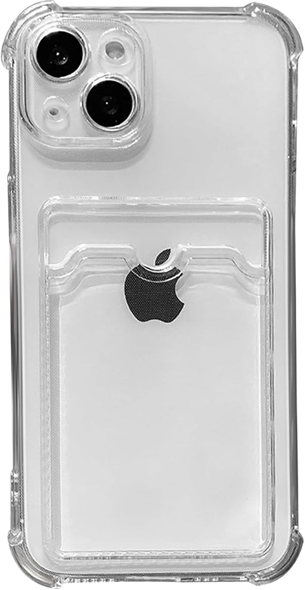 Tuokiou iPhone 15 Plus Case, Clear Protective Card Slot Case, Slim Fit Drop Resistant Soft TPU Wallet Case
