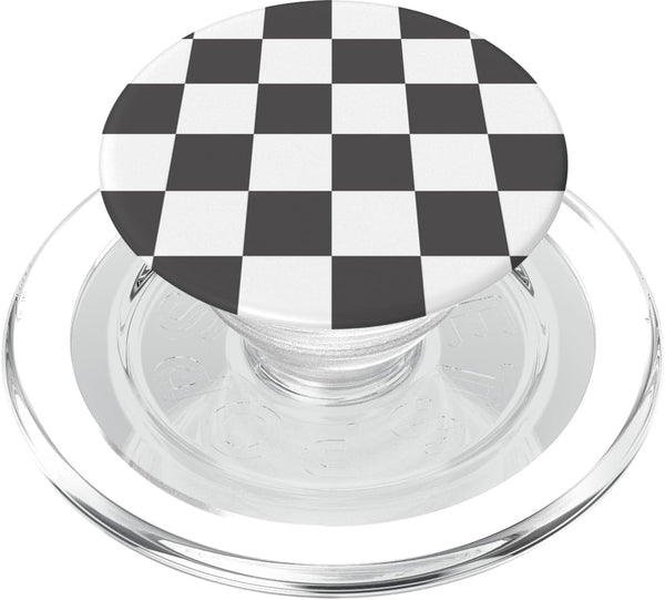 White and Gray Checkerboard Pattern Checkered PopSockets PopGrip for MagSafe