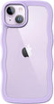 JETech iPhone 14 Plus Case 6.7-Inch, Clear Hard PC Back, Shockproof Wave Frame for Women & Girls (Purple)