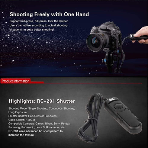 Pixel Wired Remote Control Shutter Release Cable L1 for Panasonic S5, S1, G95, G91, G9, GH5, G85, GX8, FZ1000
