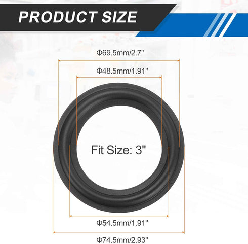 MECCANIXITY 3 Inch 74.5x48.5mm(IDxOD) Rubber Speaker Edge Surround Rings Perforated Subwoofer Rings Replacement Parts