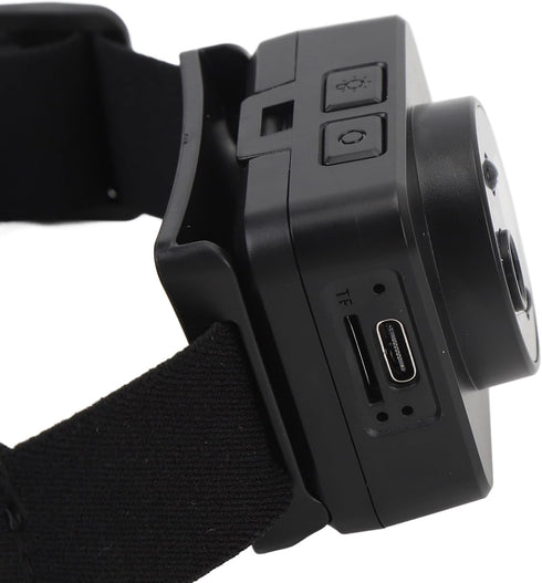 2MP 1080P 45 Mini Head Mounted Action Camera with Light, Adjustable Headlamp Headlight Body Camera, Gesture Control