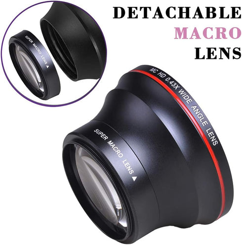 Tectra 58MM 0.43x T7 T7i T6i T6s T6 SL2 SL3 70D 77D 80D 1100D 700D 650D 600D 550D 300D 100D Professional HD Wide Angle