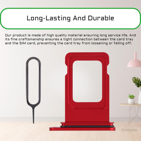 for iPhone 11 Red SIM Card Tray Holder Replacement, Single SIM Version with Waterproof Rubber Ring Repair Kit