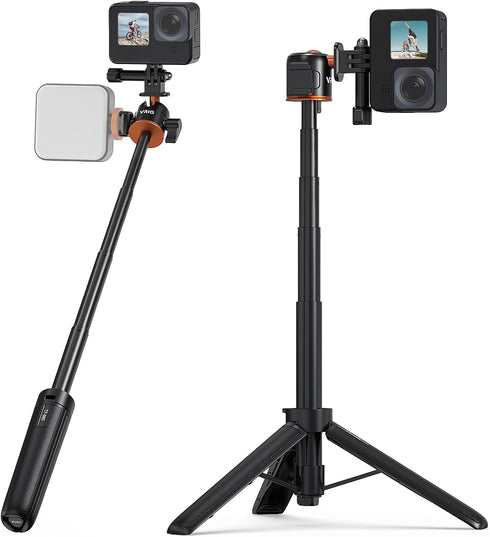 VRIG 21.5" Selfie Stick Tripod for Go Pro with Cold Shoe Mount, 360