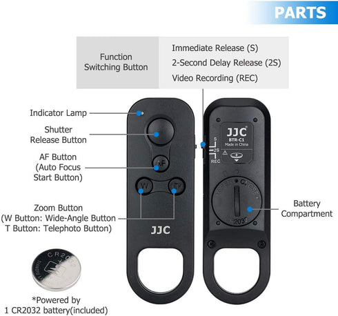 JJC Wireless Bluetooth Remote Control, Replace Canon BR-E1 for Canon EOS R100 R50 R10 R8 R7 R6 Mark II R6 R5 M50 M6
