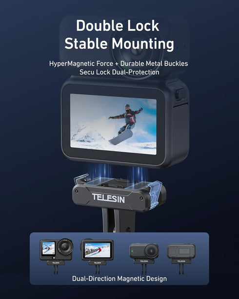 6, 6 TELESIN Magnetic Quick Release Adapter Mount for DJI Osmo Nano/Action with Dual-Direction Magnet, Metal Latches