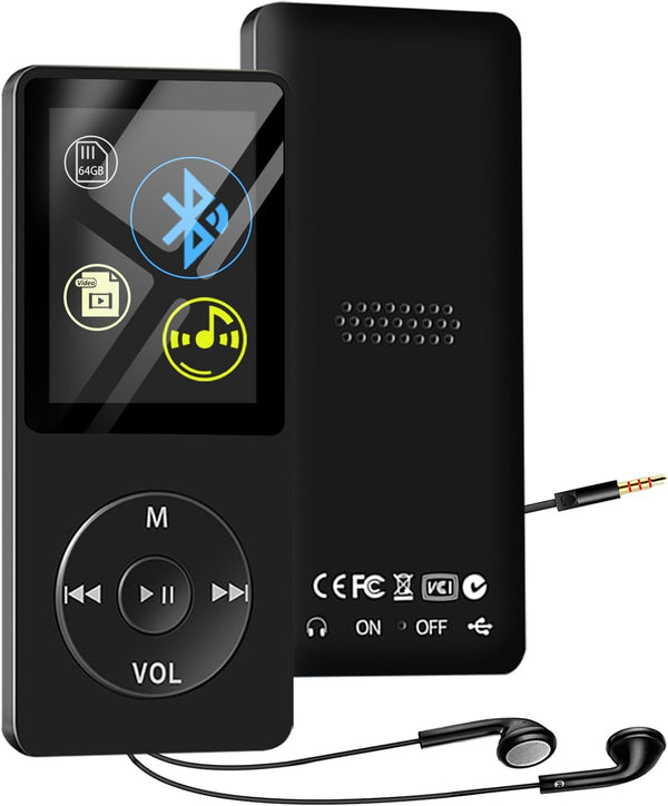 SKYBESS 64GB MP3 Player with Bluetooth, Portable HiFi Lossless Music Player with HD Speaker and Alarm Clock