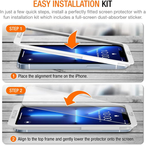 Trianium Tempered Glass Screen Protector for iPhone 13 Pro Max (2021), 3 Pack HD Glass 9H Film with Alignment Tool
