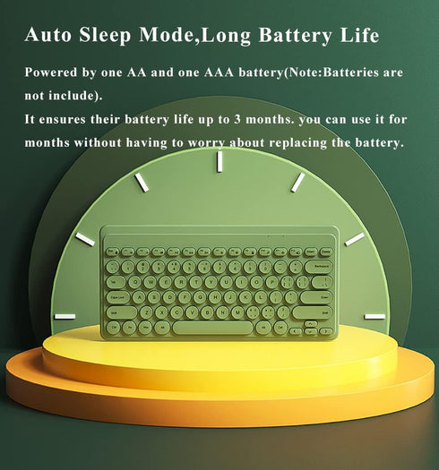 JieruiDeng 79-Key Retro Mini Wireless Keyboard Mouse Combo - 2.4G USB - Silent Mice Set for Laptop Desktop PC iPad
