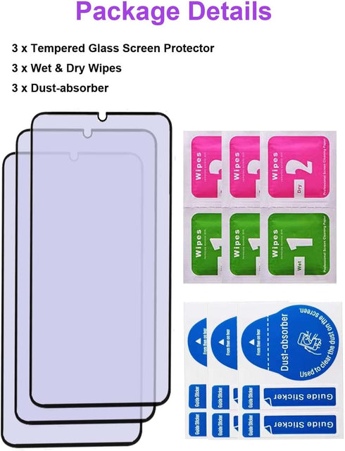 3 Pack Anti Blue Light Tempered Glass Screen Protector Compatible with Samsung Galaxy A53/A52/A51, 9H Hardness HD Film
