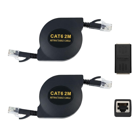 6.6FT CAT6 Retractable Ethernet Cable with RJ45 Connector Port - High-Speed RJ45