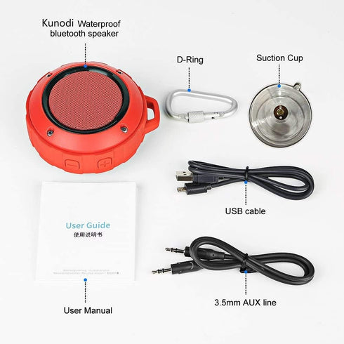 Kunodi Outdoor Waterproof Bluetooth Speaker, Mini Portable Wireless Shower Speaker with Subwoofer, Enhanced Bass,
