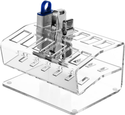 USB Flash Drive Holder Stand, Acrylic Storage Organizer for up to 12 USB Memory Sticks - Clear