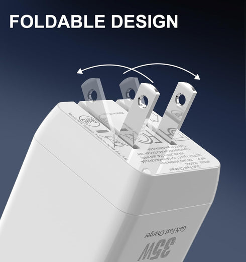 35W USB C Charger, TRYTHINK Dual Port Compact Foldable GaN PD Fast Wall Charger, 2 Pack