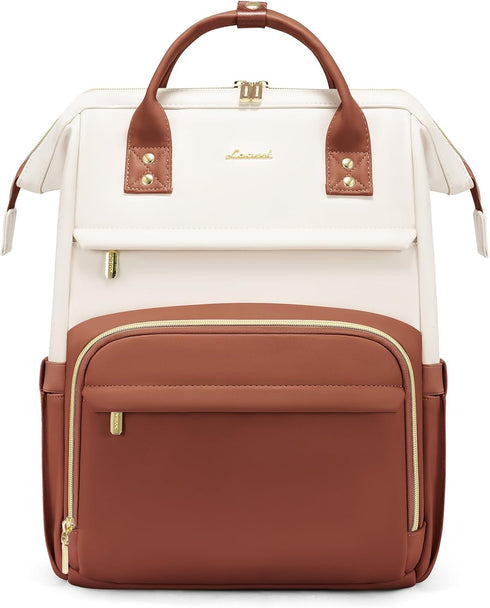 LOVEVOOK Leather Backpack for Women,17 inch Leather Laptop Backpack Women,Professional Work Backpack