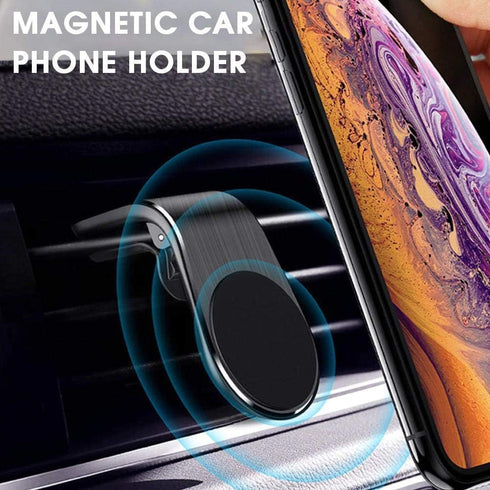BoxWave MagnetoMount Clip Car Mount for Samsung Galaxy A51 5G - Metal Air Vent Strong Magnet - Jet Black