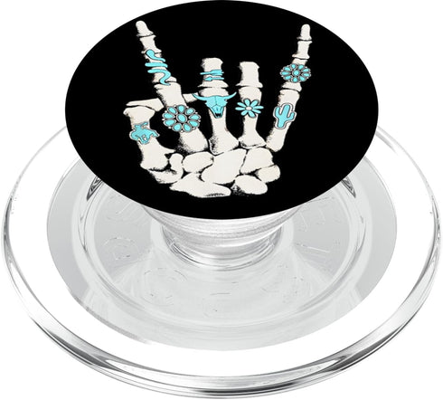 PopSockets PopGrip for MagSafe - Western Rock On Skeleton American Rodeo Cowboy Fun Gifts