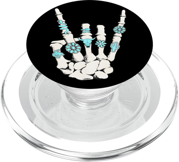 PopSockets PopGrip for MagSafe - Western Rock On Skeleton American Rodeo Cowboy Fun Gifts