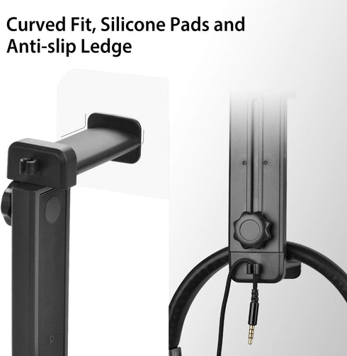 NEETTO HS906 Headphone Stand & Hanger 2 in 1, Above & Under Desk Gaming Headset Holder Mount Hook with Height