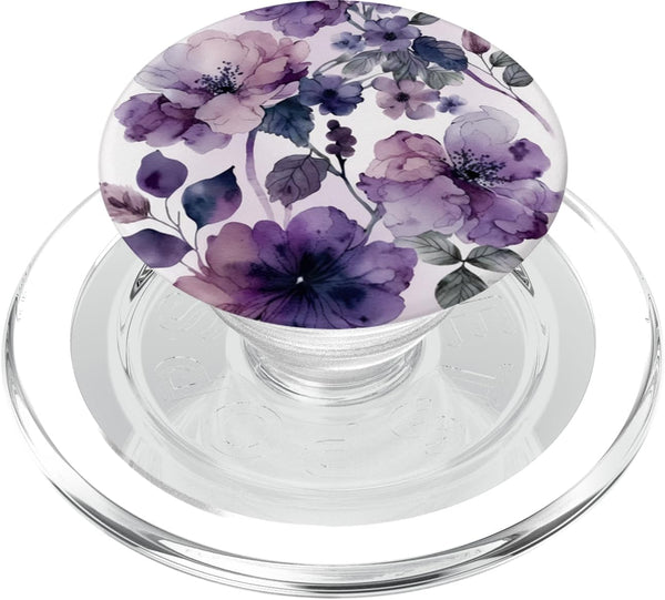 Purple Lavender Blossom Leaves Flowers PopSockets PopGrip for MagSafe, Floral Girly