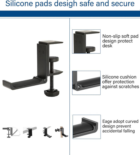 Weiyichuang Adjustable Headphone Stand, Foldable Hanger, Desk Hook for Headphones