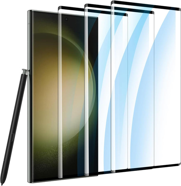 ?3-PACK? Tempered Glass Screen Protector for Samsung Galaxy S23 Ultra, Case Friendly, 3D Curved, HD Clear