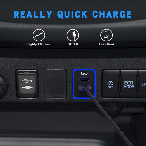 Car Charger for Toyota USB C Dual Port Charger PD 3.0 Type C Fast Charging with LED Light Show, Compatible with