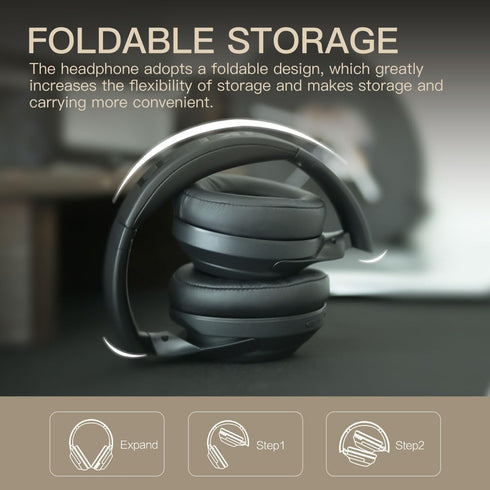 iKF T1 Wireless Headphones - Call Noise Cancelling Bluetooth Headset with 50 Hours Using Time, Compatible iOS/Android,