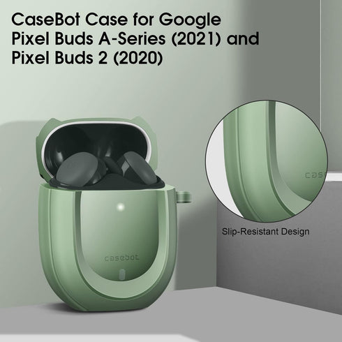 CaseBot Protective Cover for Pixel Buds A-Series and Pixel Buds 2 - Rugged Shield with Front LED Visible
