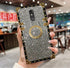 LG Stylo 5 Bling Case, White Luxury Glitter Soft TPU Trunk Cover with Finger Ring Grip Kickstand