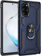 Military Grade Drop Impact Case for Samsung Galaxy Note 20, 360 Metal Rotating Ring Kickstand Holder Armor, Blue