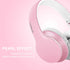 LORELEI X6 Over-Ear Headphones with Microphone, Lightweight Foldable & Portable Stereo Bass Headphones with 1.45M No-Tangle, Wired Headphones for Smartphone Tablet MP3 / 4 (Pearl Pink)