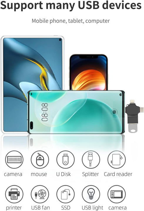 Lightning Male to USB Female OTG Adapter for iPhone 15 Pro Max 14 13 11 12 Xr X Xs 8 7 Plus, iPad, HUB