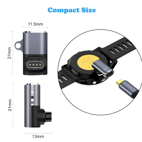 Type C Adapter for Garmin Watch Charger Connector, 2 Pack USB Type C Female to Garmin Watch Charger Compatible with Garmin Fenix 7/7S/7X/6/6X/6S Forerunner 965/955/255 Series and More