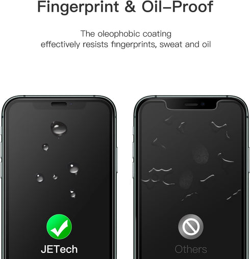 JETech 3-Pack Full Coverage Screen Protector for iPhone 11 Pro Max/XS Max 6.5", Black Edge, 9H Tempered Glass, HD Clear