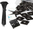 100 Sets Zip Tie Mounts and Zip Ties - Small Adhesive Cable Tie Mounts, 3/4in Black for Indoor Outdoor Use