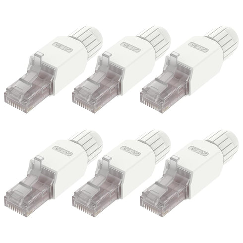 VCELINK Tool-Free RJ45 Connector - CAT6A Field Termination Plug for CAT6A, CAT6 Network Cable (6 Pack)