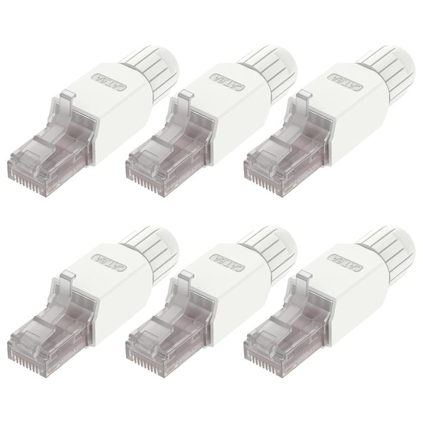 VCELINK Tool-Free RJ45 Connector - CAT6A Field Termination Plug for CAT6A, CAT6 Network Cable (6 Pack)