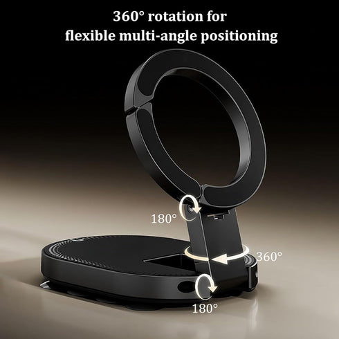 Growalleter 3-in-1 360 (1) Magnetic Suction Cup Phone Mount, Foldable & Rotatable MagLock Suction Mount with Hook