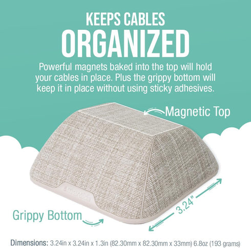 Smartish Magnetic Cord Holder, Cable Wrangler Organizer with Magnet Clips for Charger Management, Lightly Toasted Beige